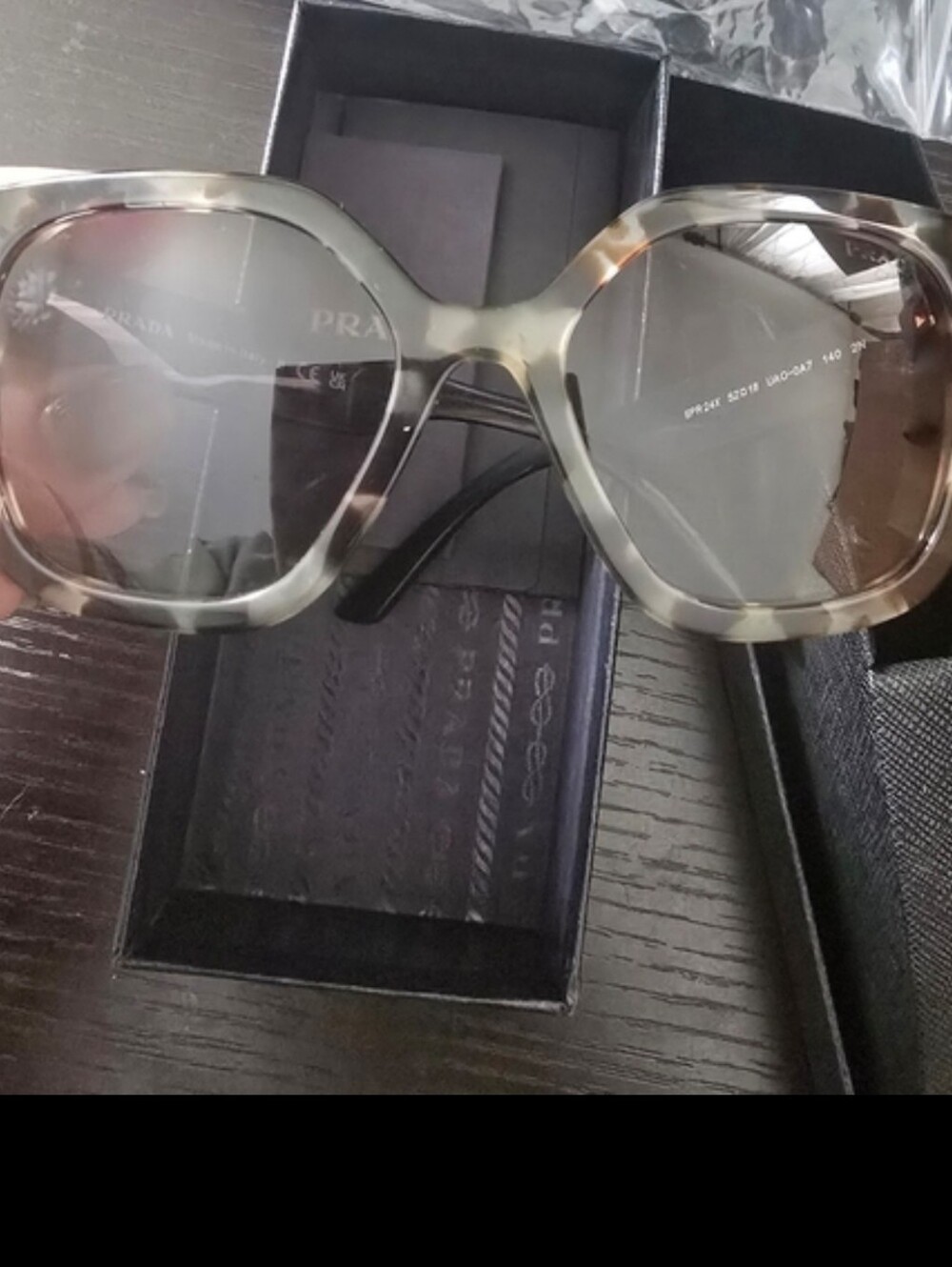 PRADA Tortoise Shell Gray And Black Women's Sunglasses - Original Box & Case
